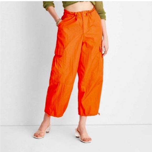 Future Collective Orange Parachute Utility Pants large - Picture 2 of 7